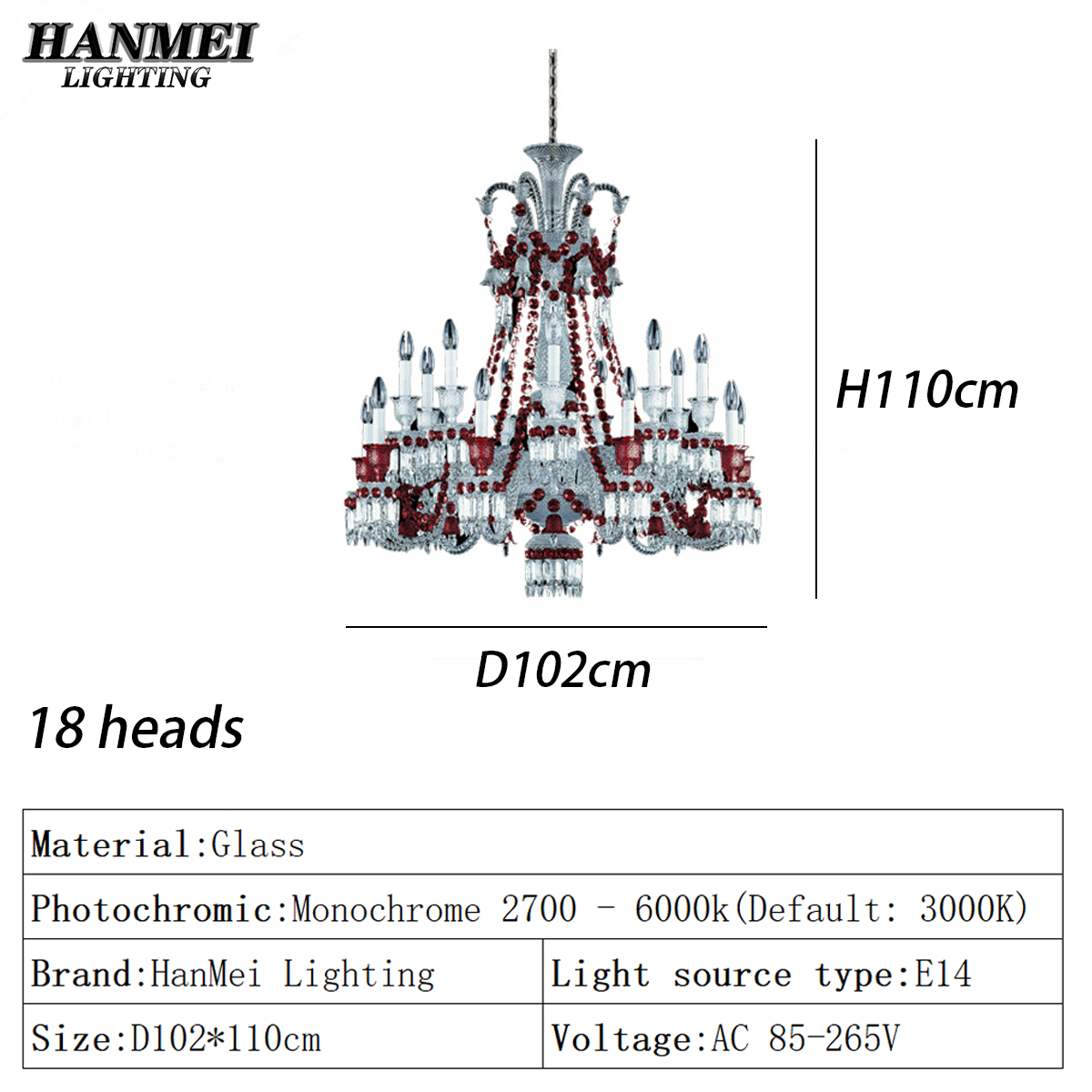 Tête claire + rouge/18: D102 * H110m