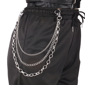 โซ่คล้องกางเกงแฟชั่นฮิปฮอป โลหะผสมสังกะสี ดีไซน์เรขาคณิตสามชั้น เครื่องประดับเอวสไตล์ลำลอง - Product Image 1