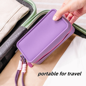 Elegante Bolsa de Cosméticos de Silicona |   Bolsa Impermeable con Cierre y Cordón Tejido de Color |   Organizador de Maquillaje Cuadrado Multiusos Ecológico - Product Image 5