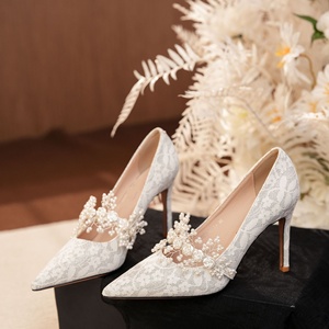 Zapatos de Tacón Alto con Plataforma y Encaje Satinado, Tendencia 2025, Zapatos Formales para Mujer, Zapatos de Fiesta y Boda, Sandalias de Tacón Alto para Mujer - Product Image 1