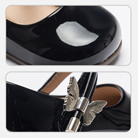 Chaussures plates Mary Jane en cuir verni noir pour filles, fermeture auto-agrippante, printemps automne, école, mariage, décontractées, semelle intermédiaire en PU, mode
