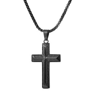 yunnique <b>Cross</b> Pendant Necklace Stainless Steel Gold Tone 60cm <b>Chain</b> Men's Hip Hop Jewelry Geometric Design - Product Image 5