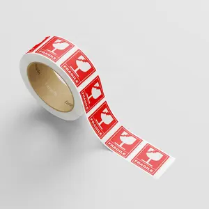 Rotes Warnglas Versand etikett Griff Pflege Zerbrechliche Aufkleber, Rolle Großer Kleber Aufkleber Benutzer definierte Box Verpackungs etiketten