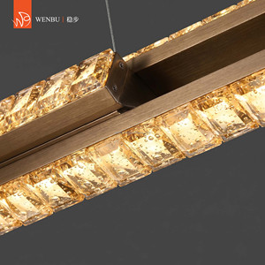 โคมไฟระย้าคริสตัลทรงกลมหรูหรา รุ่น Linear Pendant Light สีบรอนซ์โบราณขัดเงา สำหรับบ้านพักตากอากาศ - Product Image 2