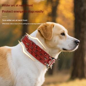 Nouveaux produits pour animaux de compagnie : Collier pour chien agressif en PU à rivets, anti-morsure, courbé et élargi, motif crocodile, avec boucle métallique - Product Image 1