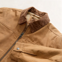 Veste rétro matelassée unisexe en coton 100% de style américain, fermeture éclair haute, pour le printemps, l'automne, la chasse, usage décontracté, pour homme