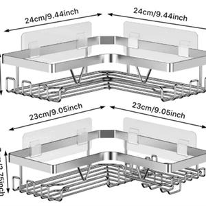 Organizador de Ducha Adhesivo con Ganchos, Estante para Ducha, Paquete de 2 Estantes - Product Image 3