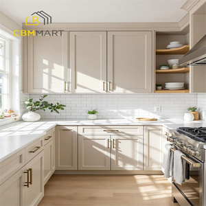 Mobili da <span class=keywords><strong>Cucina</strong></span> in Legno Massello CBMmart con Top in Quarzo, Design con Finestra in Vetro e Ampia <span class=keywords><strong>Cappa</strong></span> Aspirante - Product Image 6