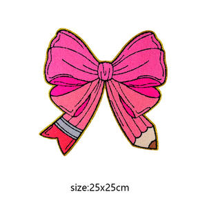 Tamaño grande colorido brillo Chenille enseñar lápiz lentejuelas camisa parches hierro en profesor para Jeans ropa - Product Image 6