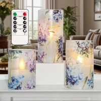 Bougies sans flamme Hortensia Bleu Violet avec télécommande, flamme 3D écologique, pour Diwali, mariage, demande en mariage, décoration de table