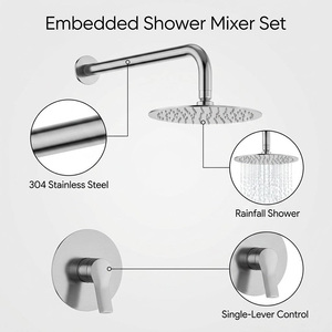 <span class=keywords><strong>Colonne</strong></span> de douche murale en acier inoxydable SUS 304 sans plomb, avec <span class=keywords><strong>mitigeur</strong></span> de douche dissimulé et finition brossée, pour <span class=keywords><strong>baignoire</strong></span> - Product Image 3