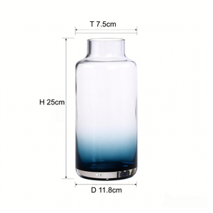 Vase en verre sodocalcique translucide, style européen, dégradé bleu-vert, forme droite, modèle CVH941, <span class=keywords><strong>pour</strong></span> décoration florale <span class=keywords><strong>de</strong></span> pièce. - Product Image 5