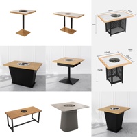 Ensemble table et chaises de salle à manger modernes en bois massif avec tiroir, idéal pour bars, cafés, restaurants, salons de thé, hot pot, barbecue et zones de loisirs