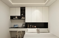 Lit en bois design Tatami moderne pour chambre d'enfant avec bureau et armoire intégrés, solution de mobilier de chambre pour appartement