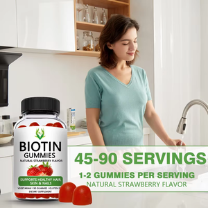Gomitas de Biotina con Sabor a Fresa, Suplemento Dietético para el Crecimiento del Cabello, la Piel y las Uñas, y para un Cuerpo Saludable en Adultos - Product Image 3