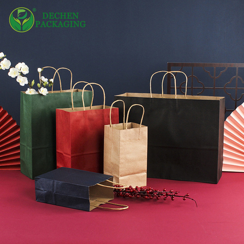 Cafe Custom Paper Bags with Handles for Coffee Takeaway