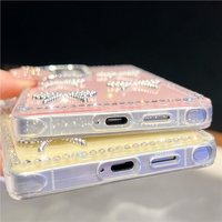 Coque de téléphone transparente antichoc en acrylique pour iPhone 17 Pro Max 18 Pro 18 17 16 15 14 13 avec design nœud scintillant rose