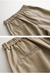 S-3XL primavera autunno estate da ufficio Casual <span class=keywords><strong>pantaloncini</strong></span> larghi in finta pelle per <span class=keywords><strong>donna</strong></span> <span class=keywords><strong>pantaloncini</strong></span> da <span class=keywords><strong>donna</strong></span> pantaloni larghi dritti - Product Image 4