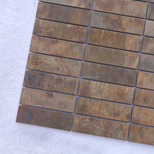 Mosaïque de carreaux longs en bronze antique - Décoration murale texturée rustique pour bureau, cuisine, salle de bain, crédence - Product Image 2