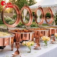 Matériel de restauration TIANXING, réchauds à buffet blancs, service de traiteur, réchaud à buffet hydraulique en acier inoxydable, ensemble de réchauds à buffet