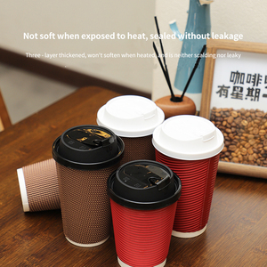 Customized and Printed Logo <b>Disposable</b> Double Wall 8oz 12oz Coffee Tea and Ice Cream White Paper <b>Cup</b> with Lid - Product Image 2