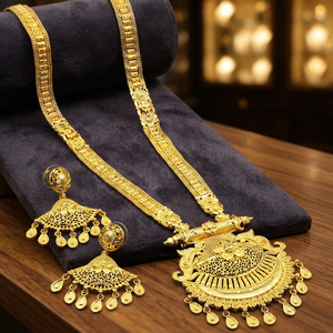 Wholesale Brass 14K18K24K Micron Gold Forming Long Necklaces Set Traditional <b>Wedding</b> Floral Design Jewelry Set Fashion Necklaces - Product Image 2