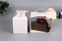 Individual Small Paper Cake Slice Box Pastry Plastic Cakes Bakery Packaging Treat Cake Box clear Single Mouse Boxes with Handle