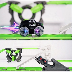 Nouvelle arrivée cascadeur voiture bricolage assembler piste jouet fente libre bâtiment piste électrique <span class=keywords><strong>rail</strong></span> voiture de course <span class=keywords><strong>jeu</strong></span> d'aventure avec lumière - Product Image 3