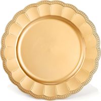 Assiettes de présentation dorées de 13 pouces, robustes et réutilisables en plastique, pour la mise en table de mariages, anniversaires et fêtes