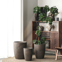 Pot de fleurs circulaire en ciment de style nordique Simple Green International, grand format pour salon, idéal pour plantes et arbres, Guangdong