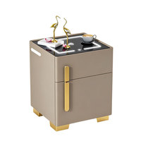 Table de chevet intelligente moderne OEM avec chargeur sans fil, capteur tactile, tiroir de rangement verrouillable et éclairage LED pour chambre, salon et hôtel