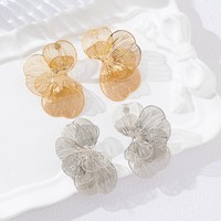 Pendientes de Estilo Europeo y Americano de Moda para Mujer, Diseño de Flor Hueca Grande, Pendientes de Metal, Joyería de Moda Versátil