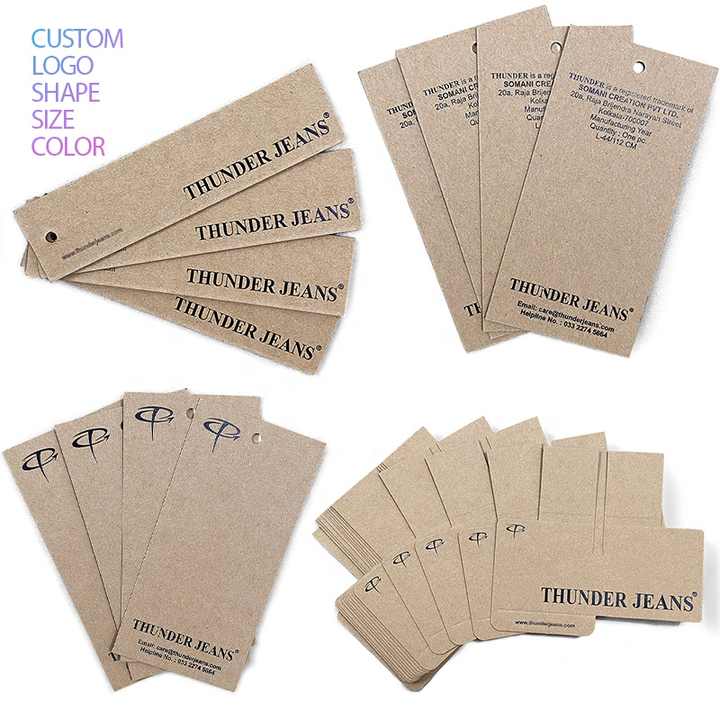 Thick Black Cardboard Embossed Swing Tag Clothing Garment Tags for Clothes