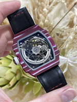 Montre mécanique automatique de luxe pour homme en fibre de carbone, avec tourbillon tonneau et réserve de marche, style sport