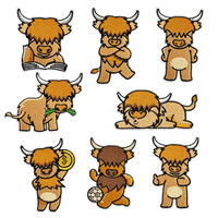 En gros, Patch brodé mignon de vache des Highlands, badge personnalisé de taureau écossais, applique thermocollante pour vêtements, sacs, chapeaux, DIY