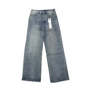 Jeans de Diseño para Hombre, Estilo Vintage Lavado con Diamantes Retro, Corte Holgado, Dobladillo sin Rematar y Diseño Completo con Pedrería, Estilo Urbano - Product Image 4