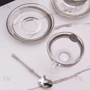 Wholesale High Quality Crystal Cup Saucer Afternoon <b>Tea</b> Wedding Coffee <b>Set</b> Cup and Saucer 6pcs <b>Set</b> - Product Image 4