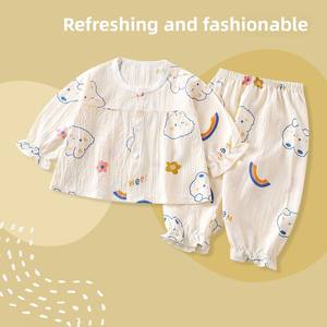 Jersey matériel mignon bébé fille été décontracté confort maison vêtements à manches longues climatisé pyjamas pull Section mince - Product Image 6