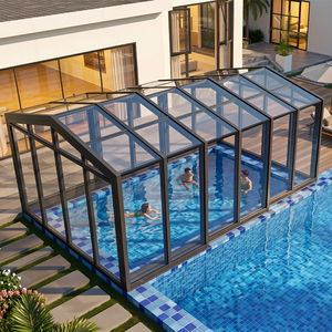 Cubierta Retráctil Personalizada para Piscina, Casa de Cristal con Techo Deslizante de Aluminio, Solárium Impermeable para Todas las Estaciones, Protección Exterior contra la Lluvia - Product Image 1