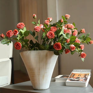 Долговечный классический искусственный цветок розы с 5 бутонами, цвета апельсин, для подарка на День святого Валентина, юбилея, романтического предложения, декора - Product Image 2