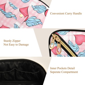 Pochette de maquillage de luxe personnalisée professionnelle avec fermeture éclair, organiseur de cosmétiques avec poignée - Product Image 3