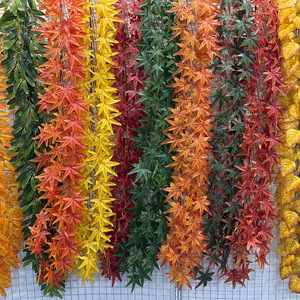 Guirlandes artificielles en feuilles d'érable Stupid Bird, 100-200 cm, en plastique, pour décoration extérieure et intérieure, accessoires de Noël - Product Image 2