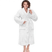 Peignoir de bain pour femmes en polaire doux et moelleux, confortable et chaud, à manches longues, pour la douche et le spa