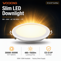 Plafonnier LED encastré fin 6W 9W 12W 15W 18W 24W 100-265V 3000K 4000K 5000K 6500K Aluminium CE ERP pour bureau