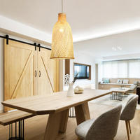 Lampe suspendue en bambou de style industriel rétro, personnalisable, de luxe, grande taille, pour restaurant, lustre en bambou tressé, lampe suspendue en bambou