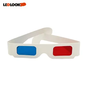 Kacamata Game 3D kardus grosir kacamata kertas merah biru cetak kustom untuk DVD TV