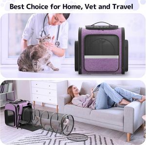 Free Sample <b>Cat</b> Carrier <b>Backpacks</b> Expandable Breathable Mesh Pet Carrier <b>Backpack</b> for <b>Cats</b> Small Dogs Puppies Up to 25 Lbs - Product Image 2