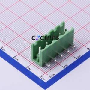 XY2500R-A-5.00-5P Plug-in Terminal Block Bent Lead Through Hole,P=5mm Connector Board-to-Board / Socket - Open 1x5P 5mm Green - Product Image 1