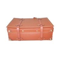 HIBO unisexe Vintage bagage valise marron en cuir véritable cadre en carton Spinner roulette bois métal Construction serrure voyage