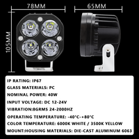 Faro de Trabajo JHS 4x4, Foco Auxiliar para Auto, Luz LED de Trabajo Todoterreno para Motocicleta, Camioneta, ATV, SUV, Tractor